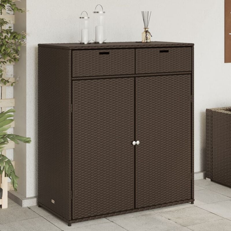 foto del prodotto armadietto portaoggetti giardino marrone 105x55x113 polyrattan vidaxl