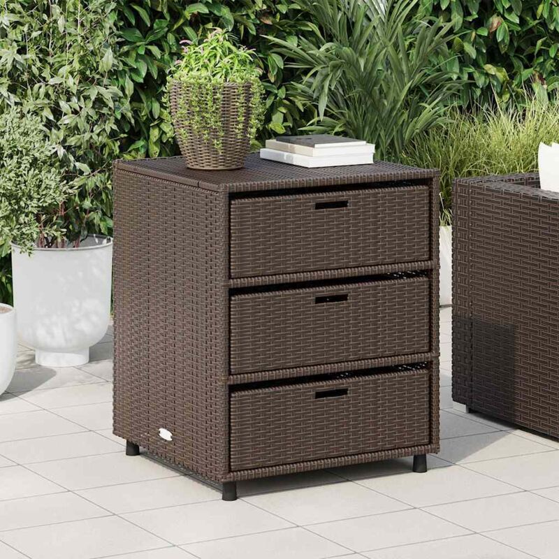 foto del prodotto armadietto portaoggetti giardino marrone 55x59x69cm polyrattan vidaxl