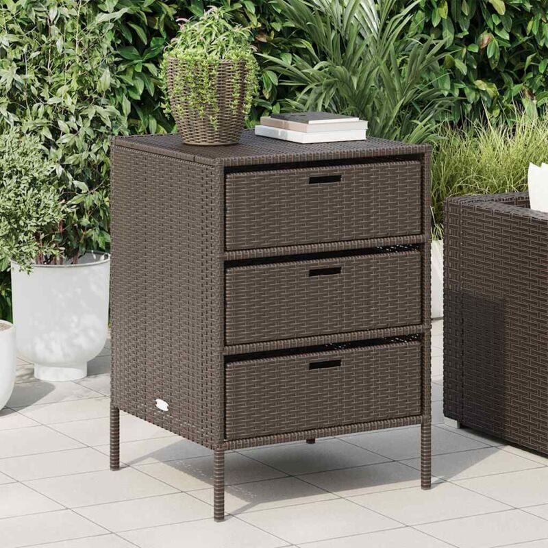 foto del prodotto armadietto portaoggetti giardino marrone 55x59x80cm polyrattan vidaxl