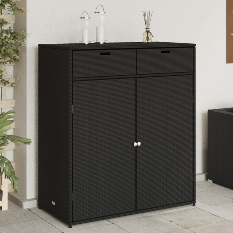 foto del prodotto armadietto portaoggetti giardino nero 105x55x113cm polyrattan vidaxl 860127