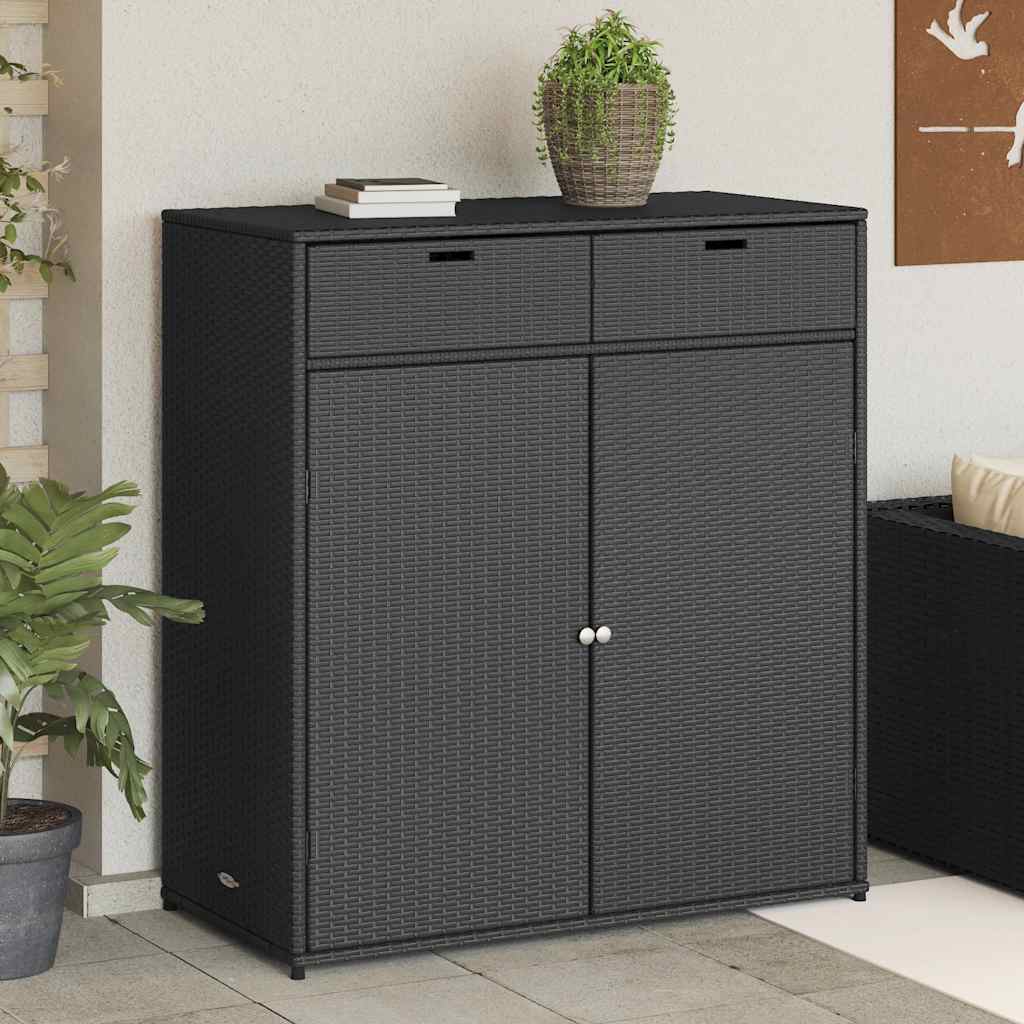 foto del prodotto armadietto portaoggetti giardino nero 105x55x113cm polyrattancod mxl 134547