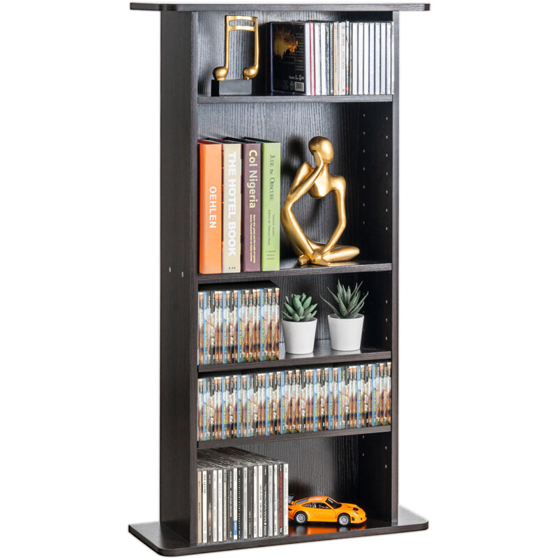 foto del prodotto armadietto portaoggetti multimediale, ripiano 5 strati, pu contenere fino a 240 cd, fipiani regolabili protegge organizza collezioni di musica,