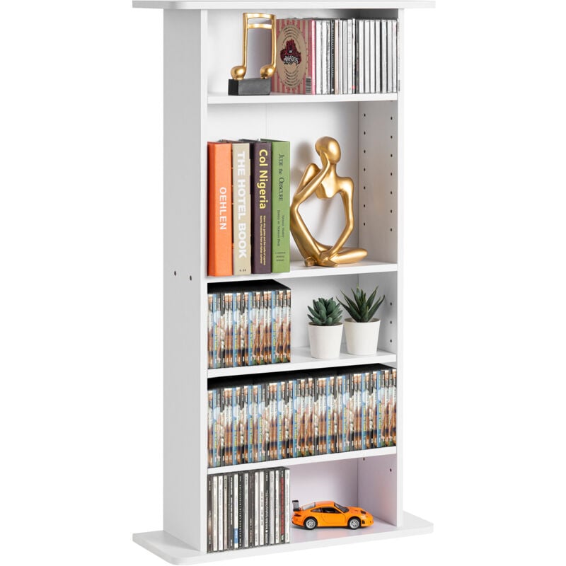 foto del prodotto armadietto portaoggetti multimediale, ripiano 5 strati, pu contenere fino a 240 cd, fipiani regolabili protegge organizza collezioni di musica,