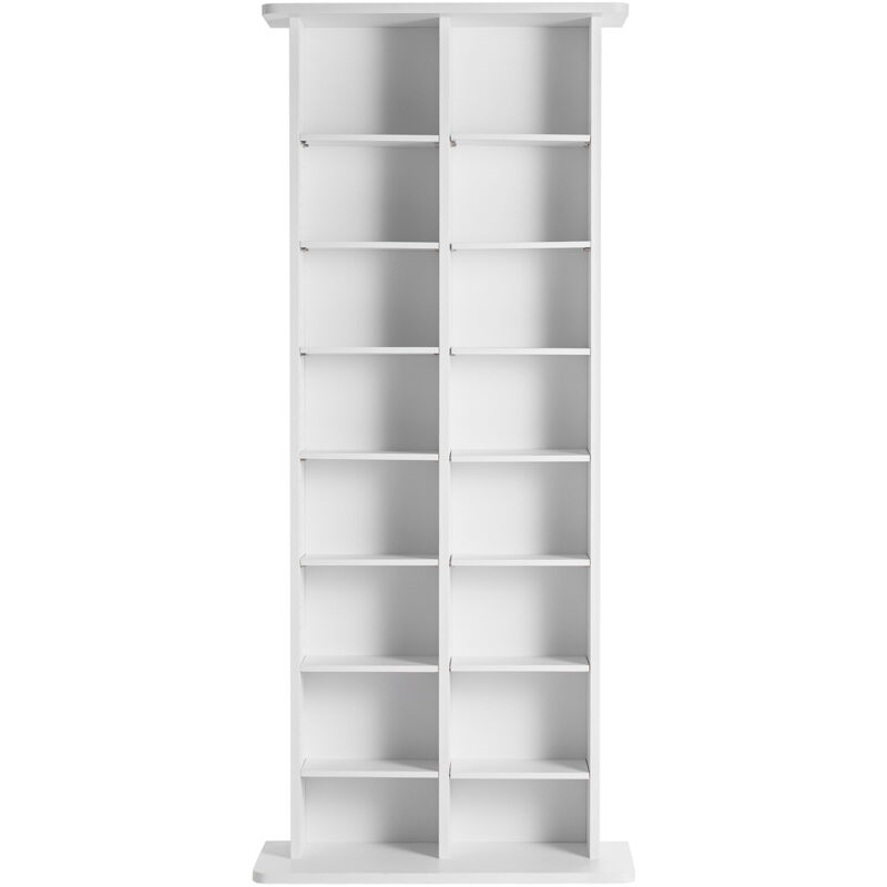 foto del prodotto armadietto portaoggetti multimediale, ripiano 8 strati 16 scomparti, pu contenere fino a 464 cd, fipiani regolabili protegge organizza collezioni di