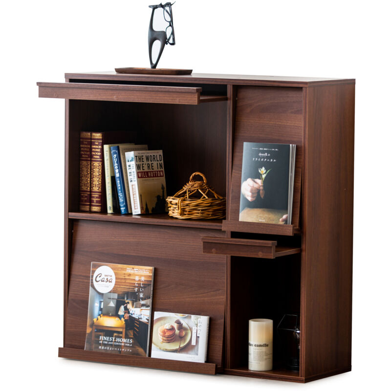 foto del prodotto armadietto, scaffale, libreria portaoggetti, con 4 ante pieghevoli, design, versatile, ufficio, camera da letto, soggiorno, sala da pranzo flap