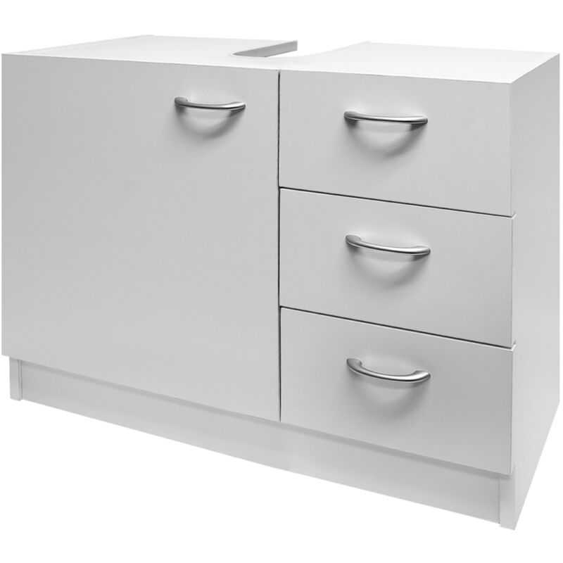 foto del prodotto armadietto sottolavabo 63x54x30 ripiano con anta 3 cassetti mobile da bagno a terra mobiletto sottolavandino bianco - casaria