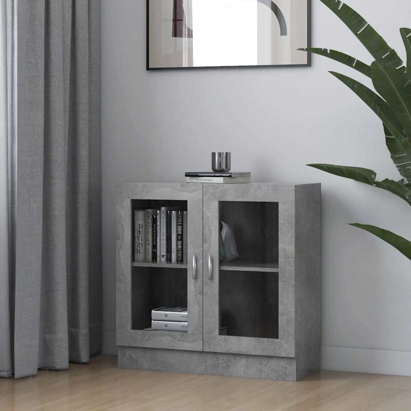 foto del prodotto armadietto vetrina grigio cemento 82,5x30,5x80 cm multistrato vidaxl
