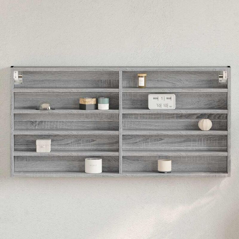 foto del prodotto armadietto vetrina grigio sonoma 100x8,5x50cm legno multistrato vidaxl