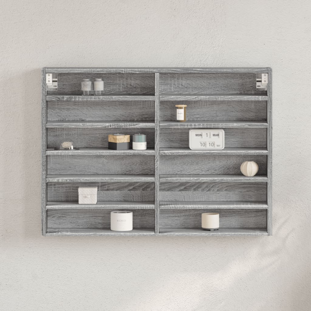 foto del prodotto armadietto vetrina grigio sonoma 80x8,5x58 cm legno multistrato