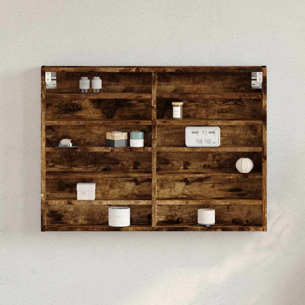 foto del prodotto armadietto vetrina rovere fumo 80x8,5x58 cm legno multistrato
