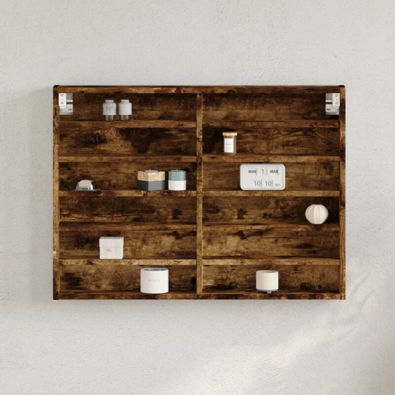 foto del prodotto armadietto vetrina rovere fumo 80x8,5x58 cm legno multistrato vidaxl
