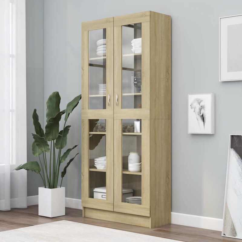 foto del prodotto armadietto vetrina rovere sonoma 82,5x30,5x185,5 cm multistrato vidaxl
