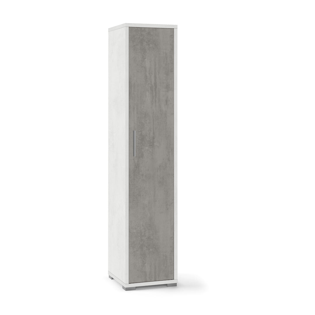 foto del prodotto armadio 1 anta 180 grigio ossido ufficio mobile con ripiani a colonna da bagno