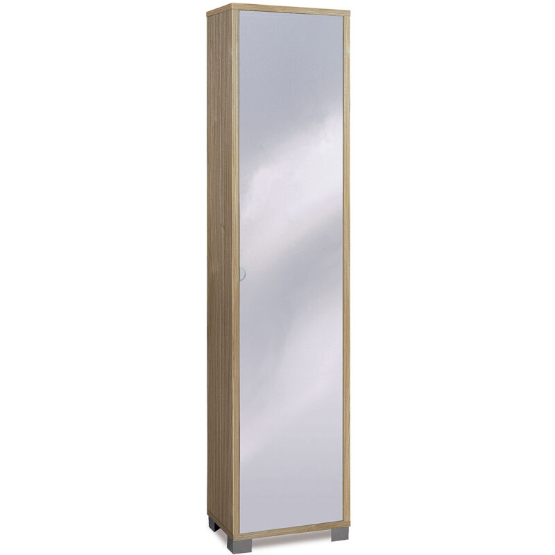 foto del prodotto armadio 1 anta con specchio 43x190x29 cm noce stelvio