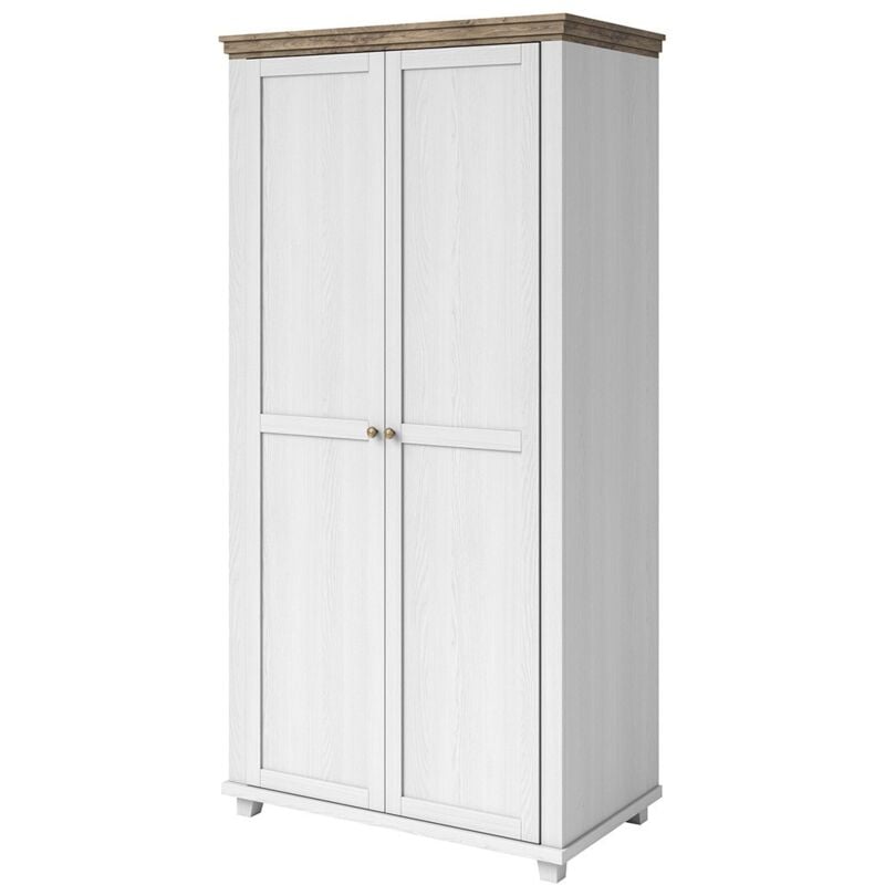 foto del prodotto armadio 110x220 con 2 porte. colori bianco e rovere. collezione assia