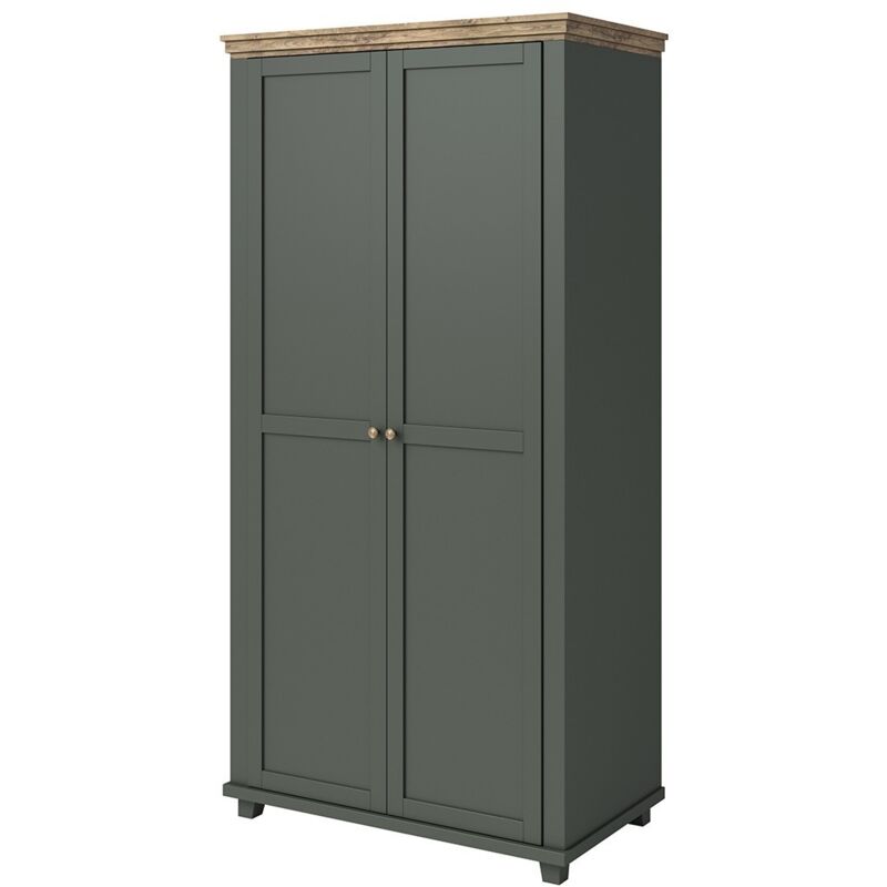 foto del prodotto armadio 110x220 con 2 porte. colori verde e rovere. collezione assia.