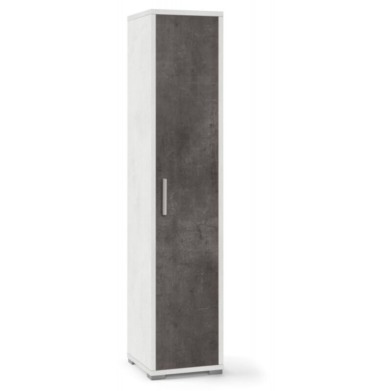 foto del prodotto armadio 180 h 1 anta bianco nero mobile ufficio ripiani a colonna da bagno