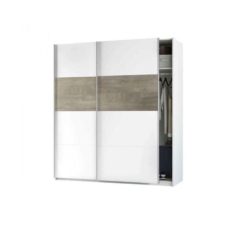 foto del prodotto armadio 180x60x200h cm con 2 ante scorrevoli bianco opaco e rovere verbania