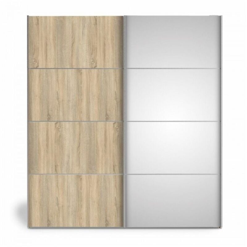 foto del prodotto armadio 182x200h cm con anta scorrevole a specchio e cassettiera interna rovere lemano
