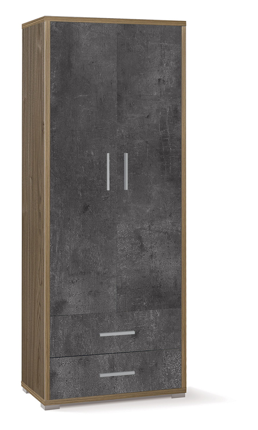 foto del prodotto armadio 2 ante 2 cassetti 71x182x41 cm noce stelvio ossido nero