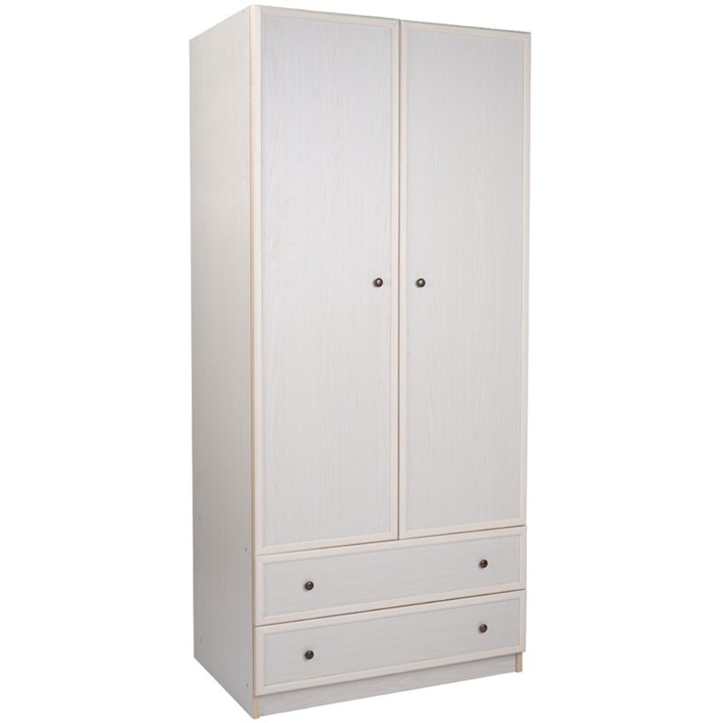 foto del prodotto armadio 2 ante 2 cassetti in legno 60 cm patinato bianco