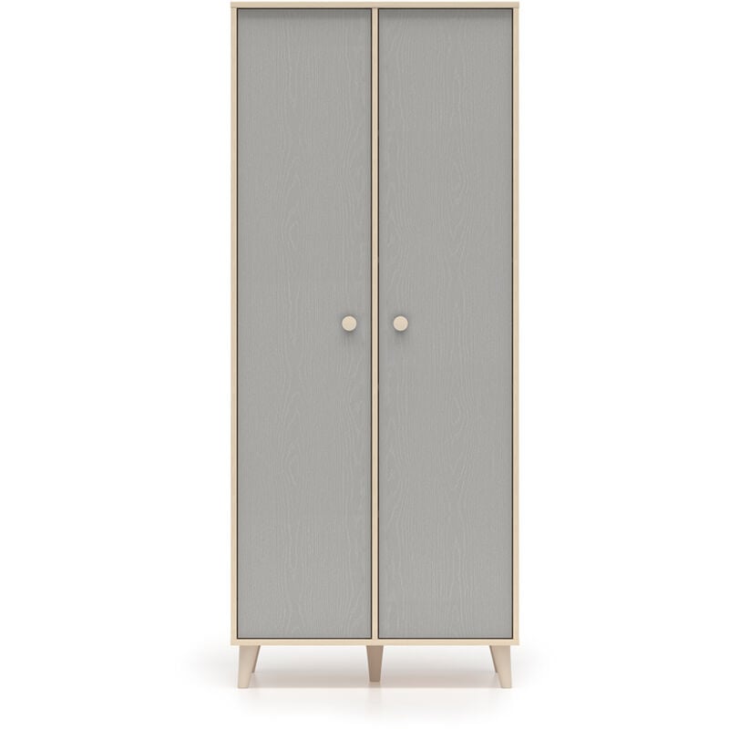 foto del prodotto armadio 2 ante alycia beige grigio effetto marrone 190cm