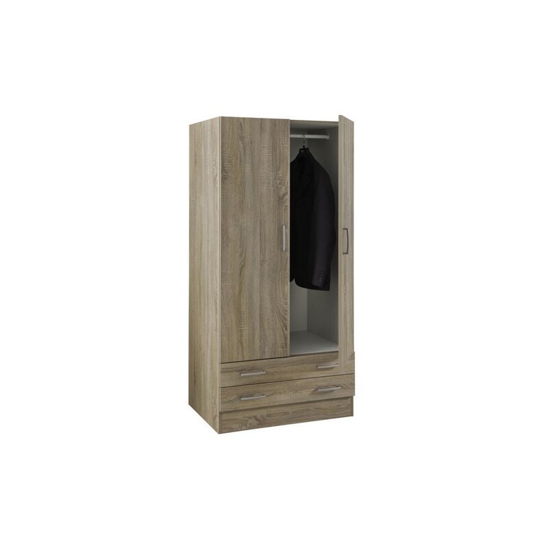 foto del prodotto armadio 2 ante con 2 cassetti cm. 80x52x184h rovere sonoma super offerta