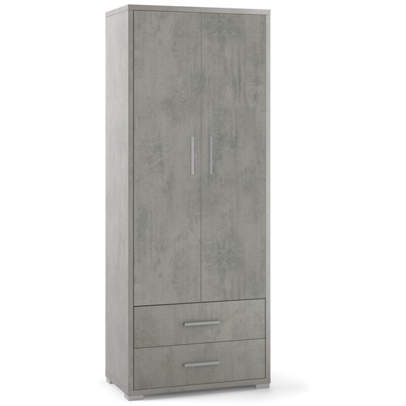 foto del prodotto armadio 2 ante con cassetti grigio multiuso ripiani ufficio mobile camera bimbi