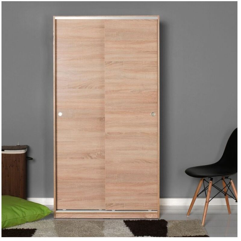 foto del prodotto armadio 2 ante scorrevoli 5 ripiani swd4352023 colore rovere