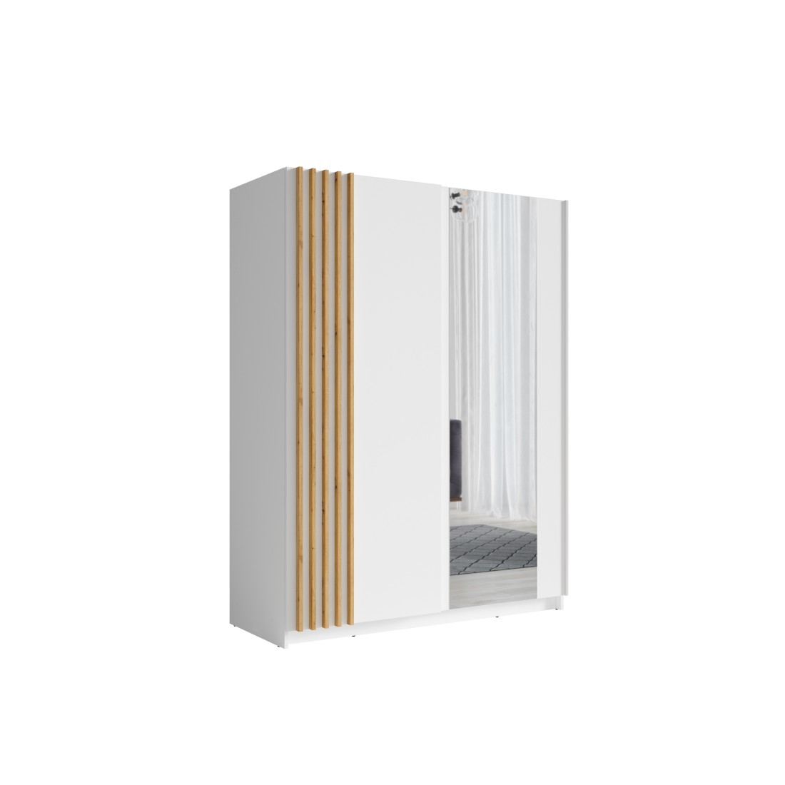 foto del prodotto armadio 2 porte scorrevoli 150 cm bianco e rovere collezione varia