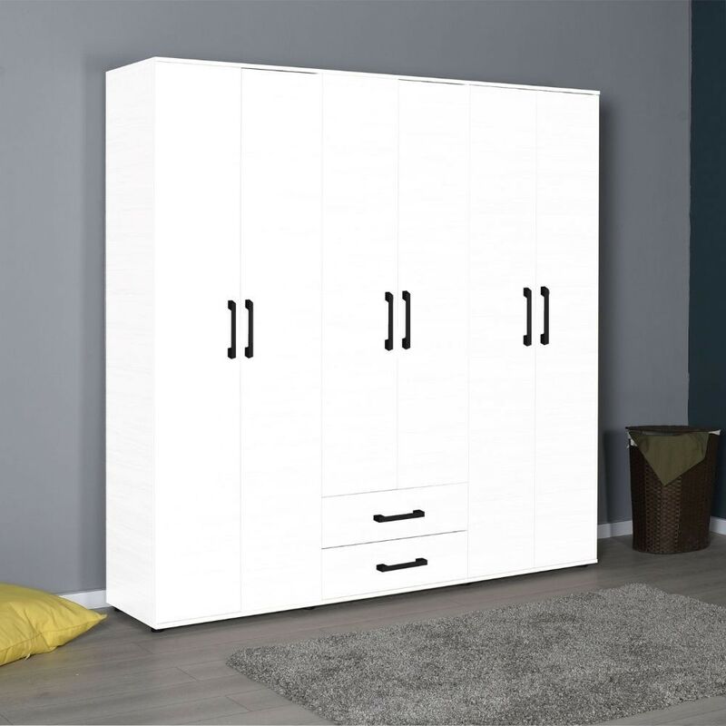 foto del prodotto armadio 200x180h cm con 6 ante e 2 cassetti colore bianco grd4262023