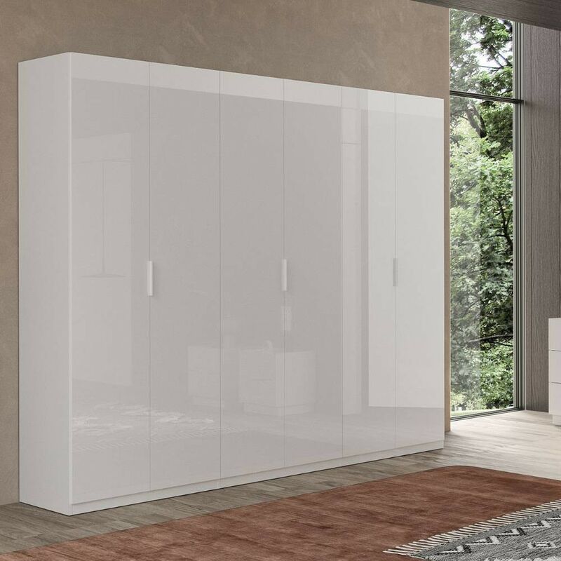 foto del prodotto armadio 275 cm con 6 ante battenti colore bianco lucido pavese