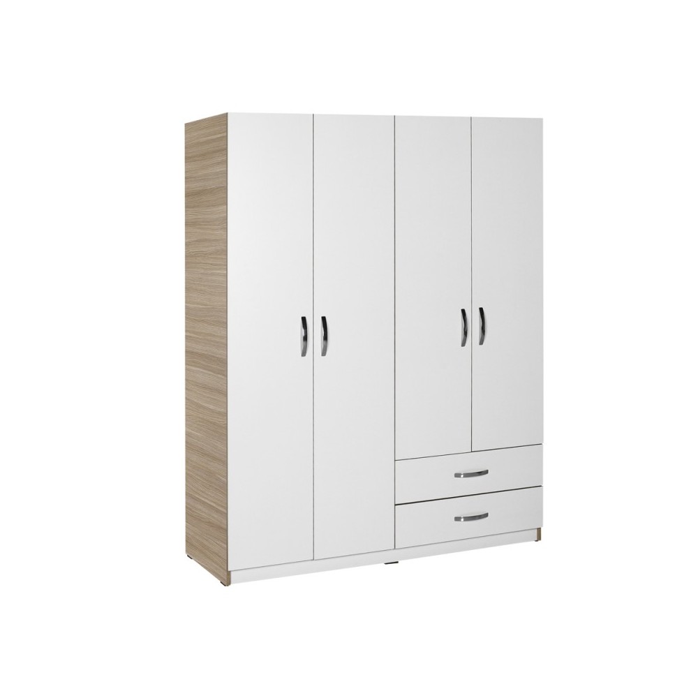 foto del prodotto armadio 4 ante e 2 cassetti 120x170x40 tpgr422023 colore bianco e rovere