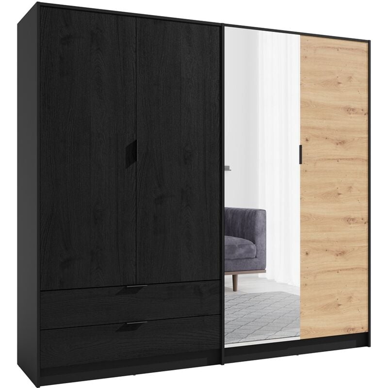 foto del prodotto armadio 4 porte isac design moderno con specchio e 2 cassetti