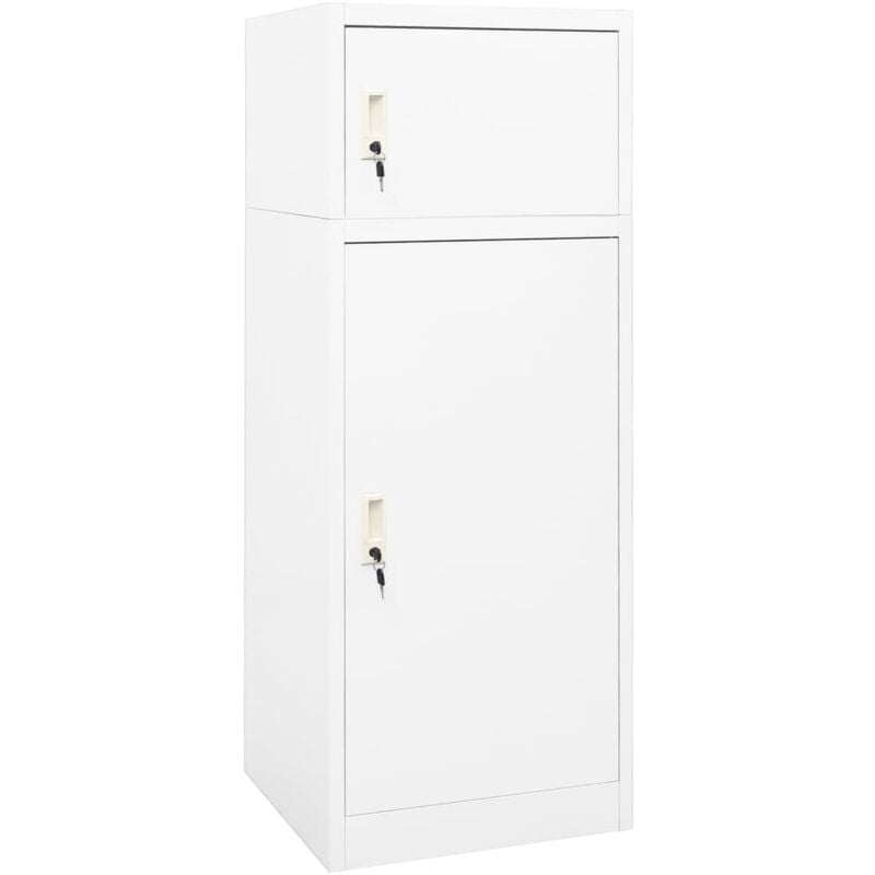 foto del prodotto armadio 53 x 53 x 140 cm in acciaio con chiavi e anta e cassetto vari colori colore bianco