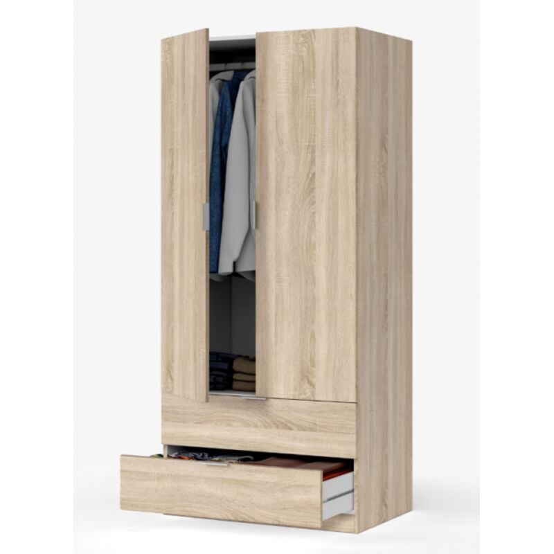 foto del prodotto armadio 81x52x180h cm con 2 ante e 2 cassetti rovere canadese vercelli