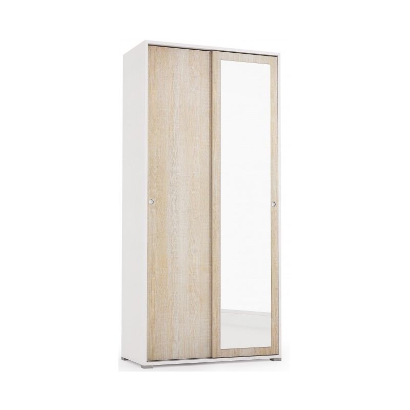 foto del prodotto armadio 90x195h cm con due ante scorrevoli bianco frassinato e rovere plutone