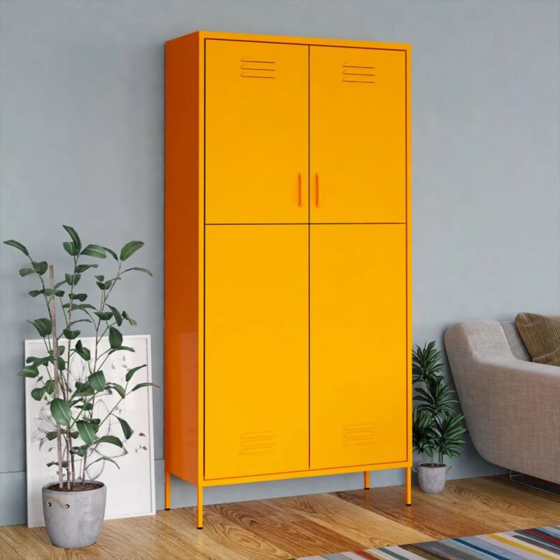 foto del prodotto armadio 90x50x180 cm in acciaio dotato di 2 ante vari colori disponibili colore giallo