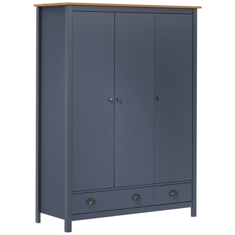 foto del prodotto armadio a 3 ante 127x50x170 cm legno massello di pino vari colori colore grigio e marrone miele