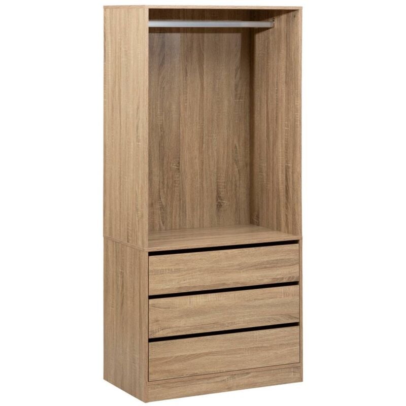 foto del prodotto armadio a 3 cassetti dolo con appendiabiti effetto legno 5five