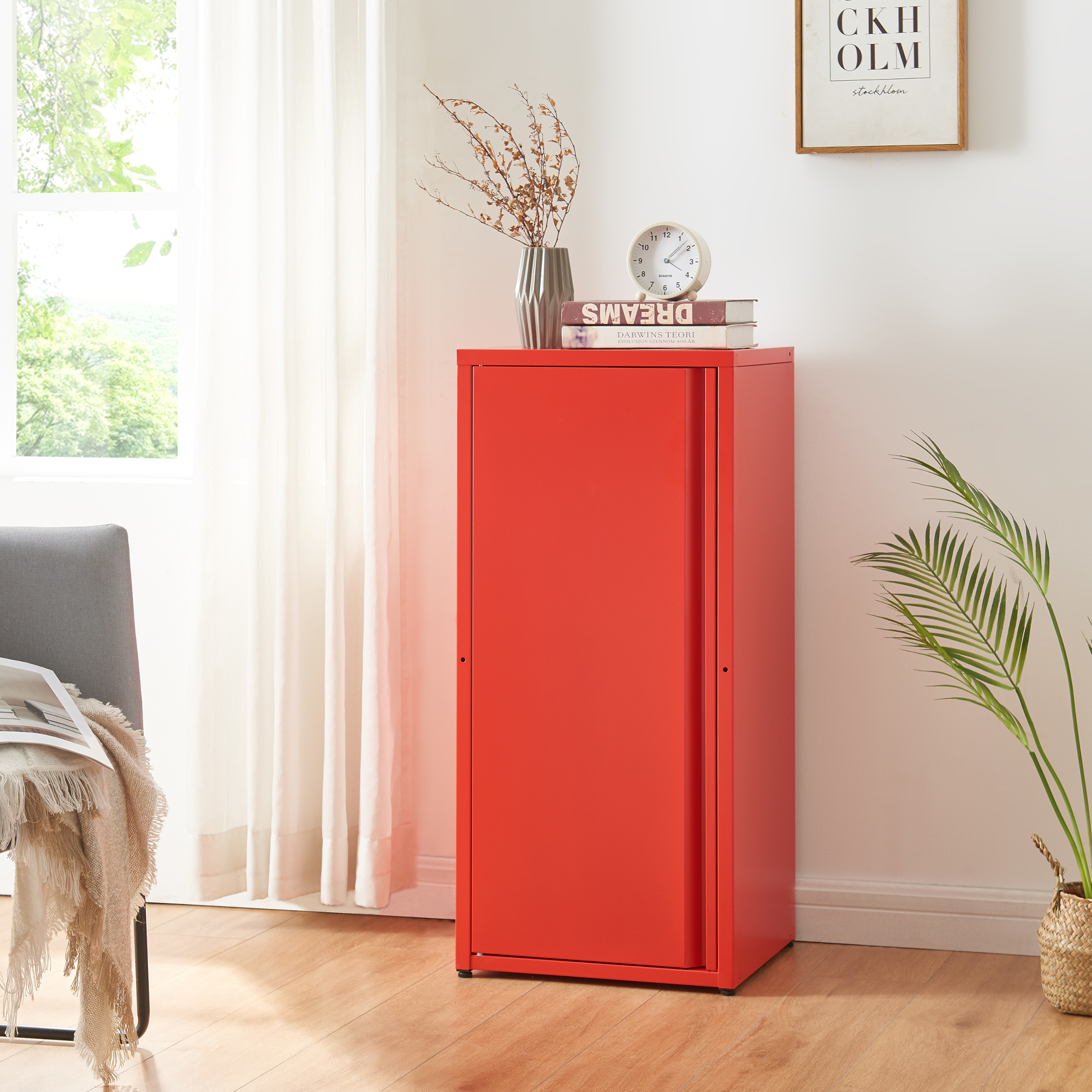 foto del prodotto armadio a colonna burl v in metallo mobile per archivio 88 x 40 x 35 cm rosso en.casa 