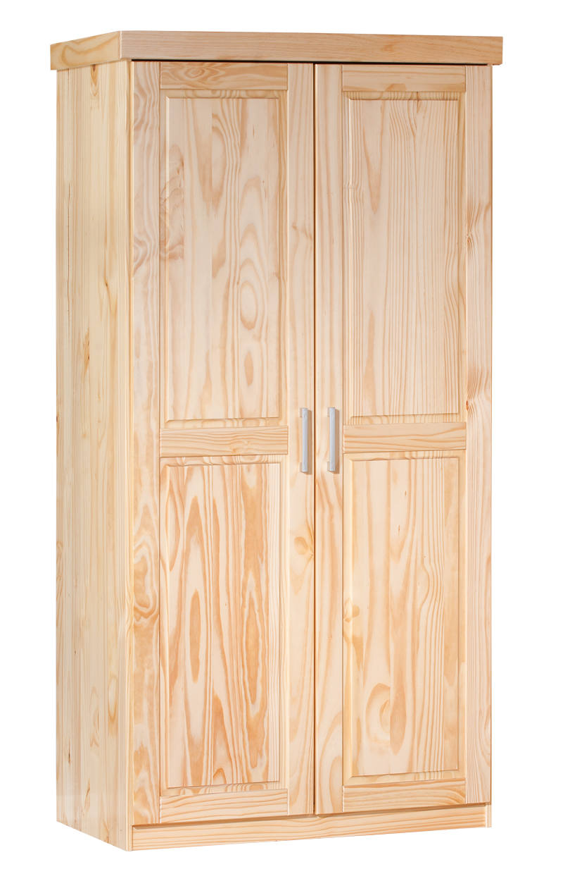 foto del prodotto armadio a due ante in pino massello con finitura daber, colore rovere, cm 95 x 190 x 55.