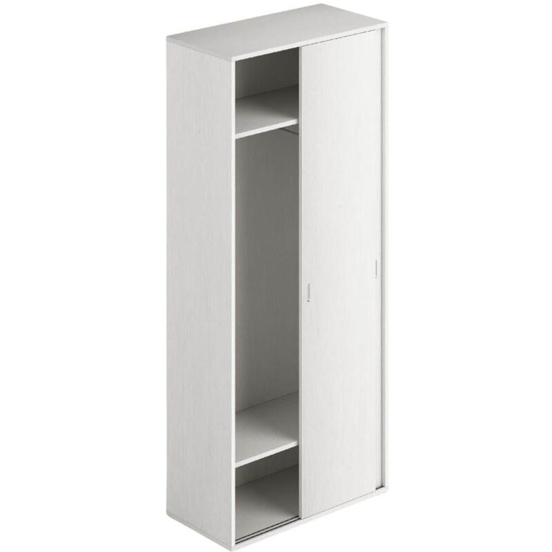 foto del prodotto armadio a due ante scorrevoli con appendiabiti colore bianco frassinato 90x43x212h cm
