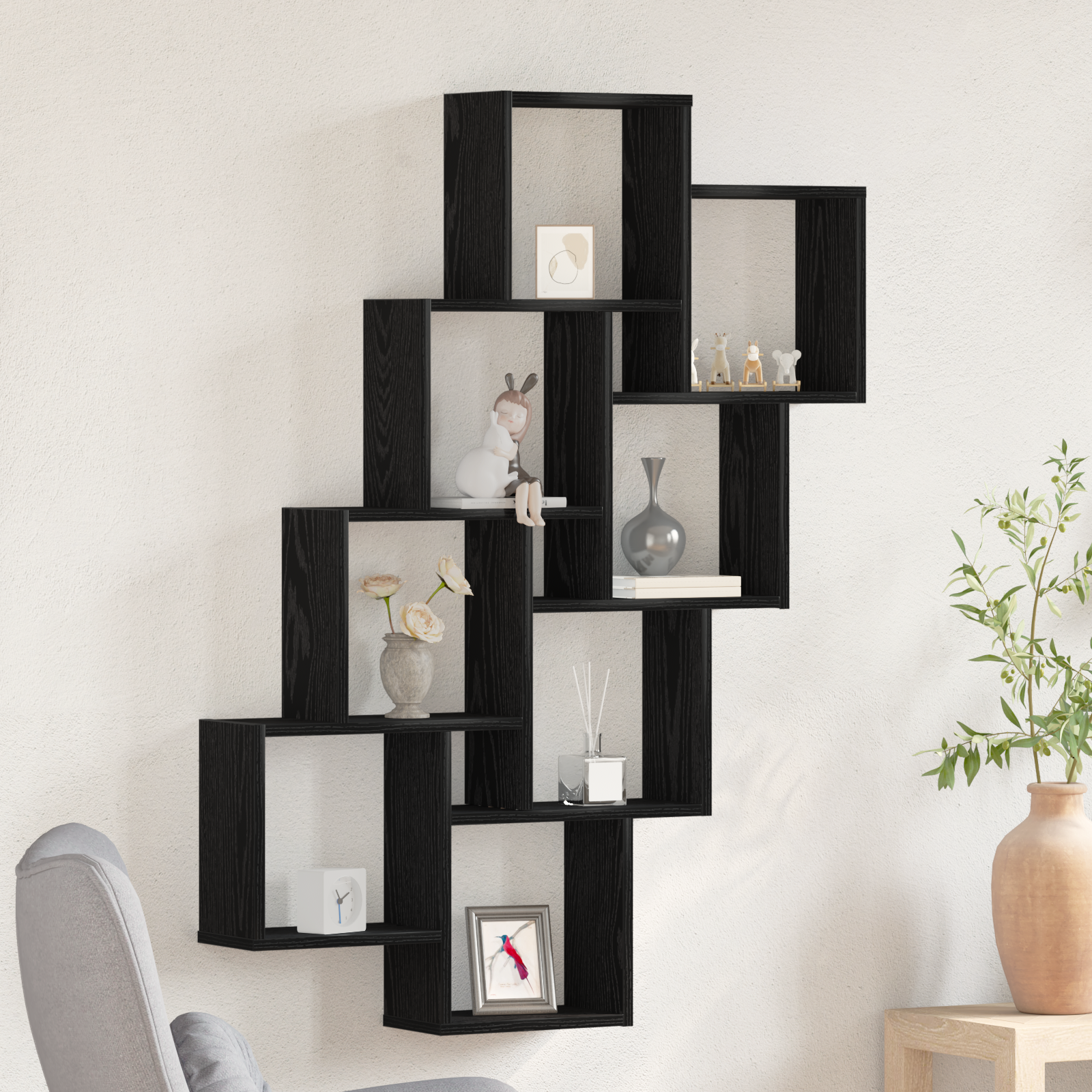 foto del prodotto armadio a muro nero rovere 90x15x119,5 cm in legno ingegnerizzato