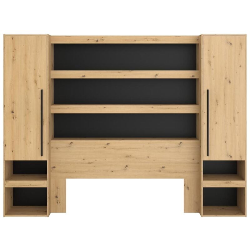 foto del prodotto armadio a ponte con scomparti e led l269 cm naturale e nero varly