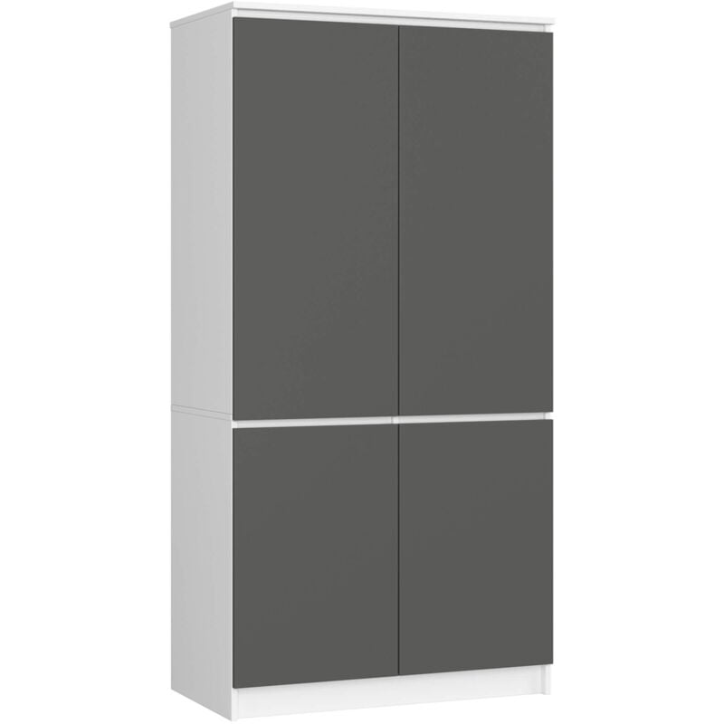 foto del prodotto armadio akord s90 4 ante bianco inserto frontale grigia grafite 90x51x180 cm