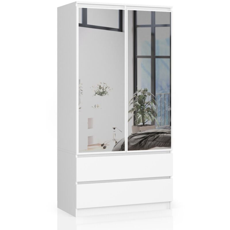 foto del prodotto armadio akord s90 bianca 90 cm 2 ante 2 cassetti 90x51x180 cm