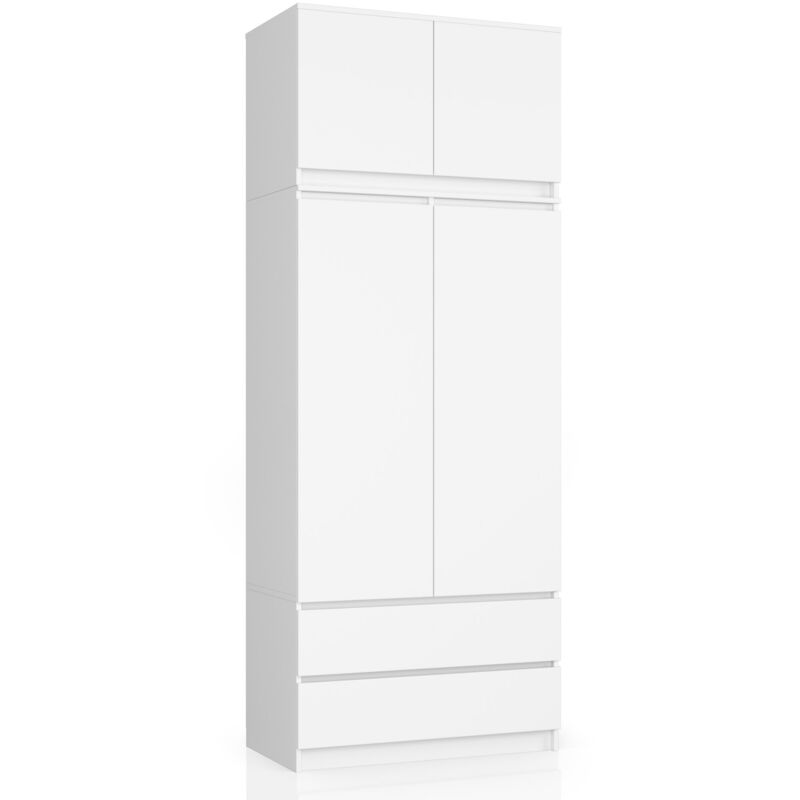foto del prodotto armadio akord s90 con sopralzo bianca 90 cm 2 ante 2 cassetti 90x51x234 cm