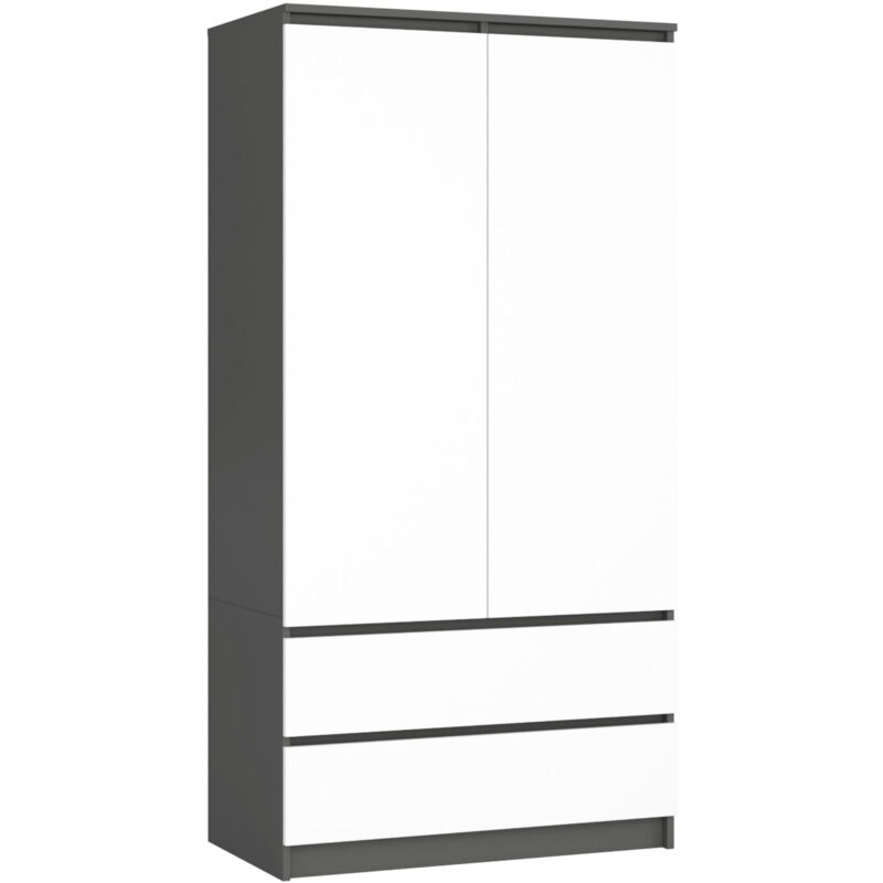 foto del prodotto armadio akord s90 grigia grafite 90 cm 2 ante 2 cassetti inserto frontale bianco 90x51x180 cm