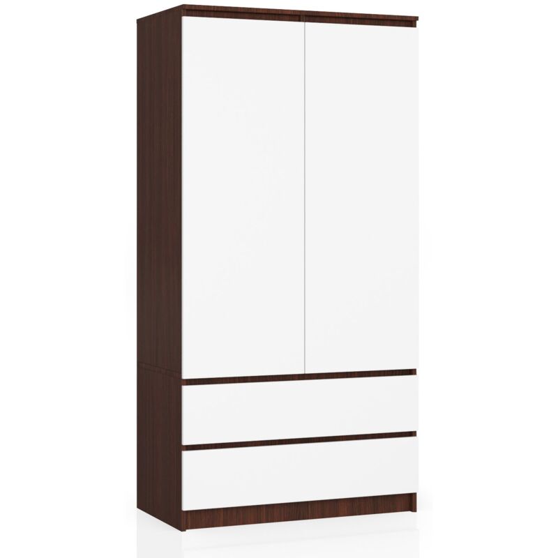 foto del prodotto armadio akord s90 weng 90 cm 2 ante 2 cassetti inserto frontale bianco 90x51x180 cm